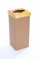 Odpadkový kôš na triedený odpad, recyklovaný, anglický popis, 60 l, RECOBIN "Office", žltá