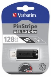 USB kľúč, 128GB, USB 3.2, VERBATIM "Pinstripe", čierna