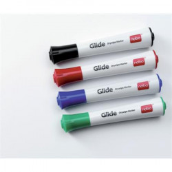 Popisovače na tabule a flipchartové bloky, 3 mm, kužeľový hrot, NOBO "Glide", 4 rôzne farby