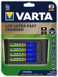 Nabjaka batri , AA/AAA, 4x2400 mAh AA, LCD disp., 3 funkcie, zap.cigr, 15 min. nabjanie, VARTA