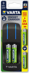 Nabíjačka batérií, AA tužková/AAA mikrotužková, 4x2100 mAh AA+ 2x 800 mAh AAA, VARTA "Pocket"