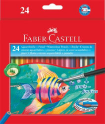 Akvarelov ceruzky, sada, eshrann, so tetcom, FABER-CASTELL, 24 rznych farieb