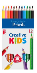 Farebn ceruzky, sada, trojhrann, hrub, ICO "Creative kids", 12 rznych farieb