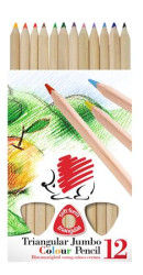 Farebn ceruzky, trojhrann tvar, hrub, telo prrodnej farby, ICO "Jeko", 12 rznych farieb