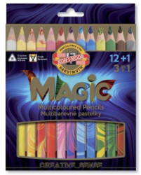 Viacfarebn ceruzka, sada, trojhrann, KOH-I-NOOR "Magic 3408", 12+1 rznych farieb