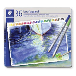 Akvarelov ceruzky, sada, eshrann, plechov krabika, STAEDTLER "Karat aquarell 125", 36 rznych farieb