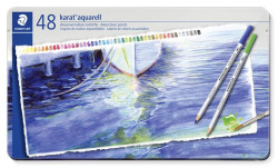 Akvarelov ceruzky, sada, eshrann, plechov krabika, STAEDTLER "Karat aquarell 125", 48 rznych farieb