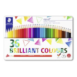 Farebné ceruzky, sada, trojhranné, kovová krabica,STAEDTLER "Ergo Soft 157", 36 rôznych farieb