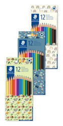 Farebné ceruzky, sada, šesťhranné, balenie rôznych vzorov, STAEDTLER "175", 12 rôznych farieb