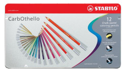 Pastelov ceruzky, sada, okrhle, plechov krabika, STABILO "CarbOthello", 12 rznych farieb