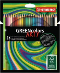 Farebn ceruzky, sada, eshrann tvar, STABILO "GreenColors ARTY", 24 rznych farieb
