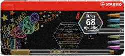 Fixky, sada, plechov krabika, 1,4 mm, STABILO "Pen 68 metallic", 8 rznych farieb