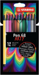Fixky, sada, 1 mm, STABILO "Pen 68 ARTY", 12 rznych farieb