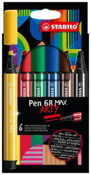 Fixka, sada, 1-5 mm, zrezan hrot, STABILO "Pen 68 MAX", 6 rznych farieb