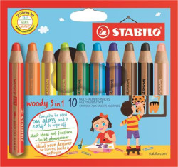 Farebn ceruzka, hrub, STABILO "Woody", 10 rznych farieb
