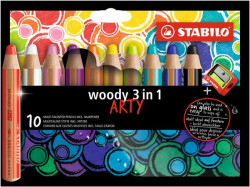 Farbika, hrub, STABILO "Woody ARTY 3 in 1", 10 rznych farieb
