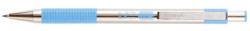 Gukov pero, 0,24 mm, stlac mechanizmus, nerezov oce, farba tela: pastelov modr, ZEBRA "F-301", modr