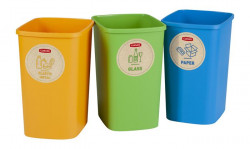 Odpadkový kôš na triedený odpad, plastový, 3x9 liter, CURVER "ECO Friendly"