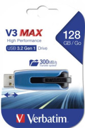 USB k, 128GB, USB 3.2, 175/80 MB/sec, VERBATIM "V3 MAX", modro-ierna