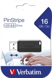 USB k¾úè, 16GB, USB 2.0, 10/4MB/sec, VERBATIM "PinStripe", èierna