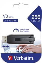 USB k, 256GB, USB 3.2, 80/25 MB/sec, VERBATIM "V3", ierno-siv