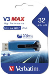USB k, 32GB, USB 3.2, 175/80 MB/sec, VERBATIM "V3 MAX", modro-ierna
